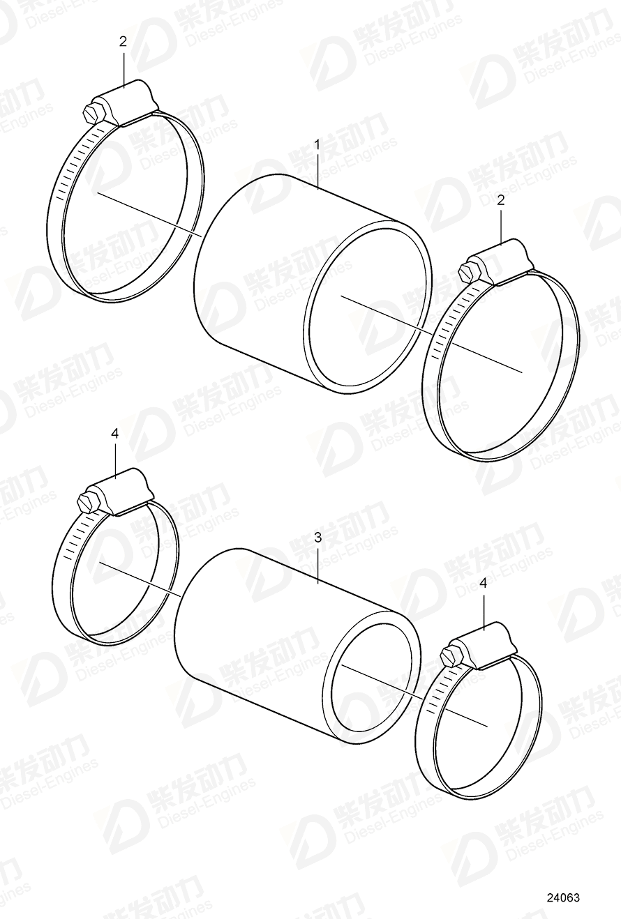 volvo penta Hose 20450733 Drawing volvo penta Hose 20450733 Drawing